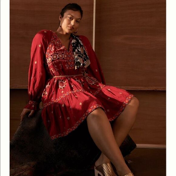 Anthropologie Niamh Embroidered Tunic Dress Size S - Picture 5 of 6